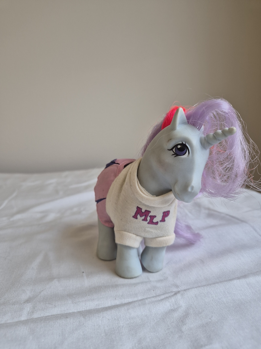1984 G1 MLP Sparkler Blue Unicorn Pony Wear Pom Pom Cheerleader Shirt Skirt